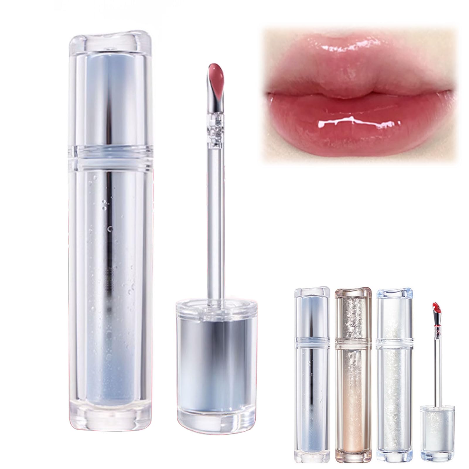 Ice Watery Lip Gloss, Mirror Tea Jelly Light Lip Glaze, Moisturizing Nonstick Liquid Lipstick (#10 Rose Martini)