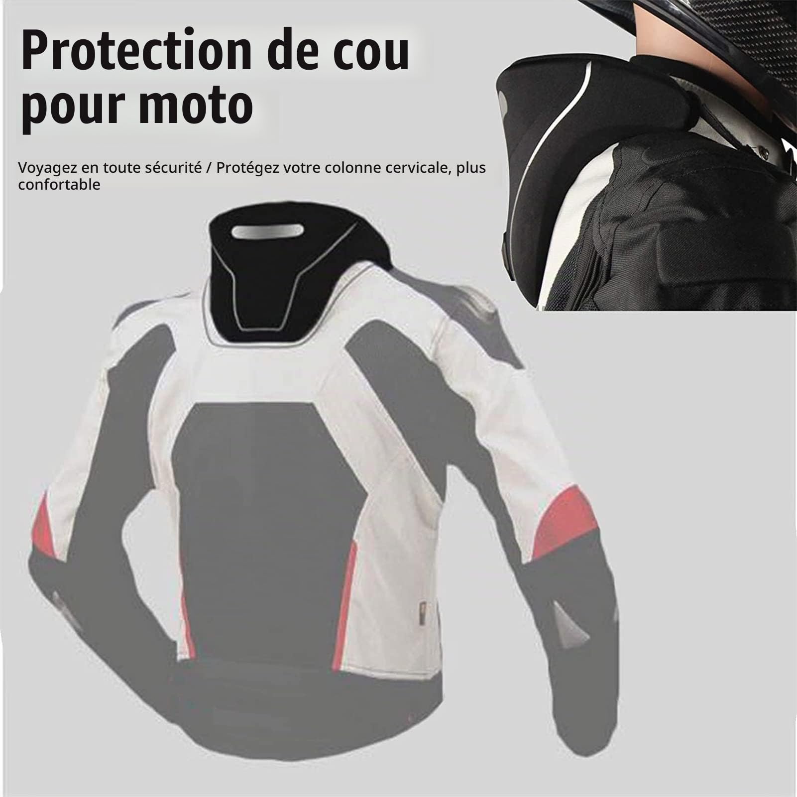 Minerve de sécurité pour Course sur Route, Engrenages de Cou de Moto, minerve de Motocross pour Adulte avec Bande réfléchissante, soulage la Fatigue du Cou pour Les Courses Longue Distance