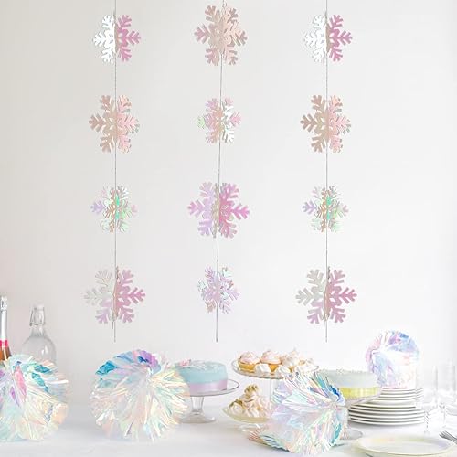 Miniatura 1 de 24 piezas de decoraciones de copo de nieve colgantes en oro 3D, adornos de copo de nieve colgantes dorados de Navidad, guirnalda de copos de nieve