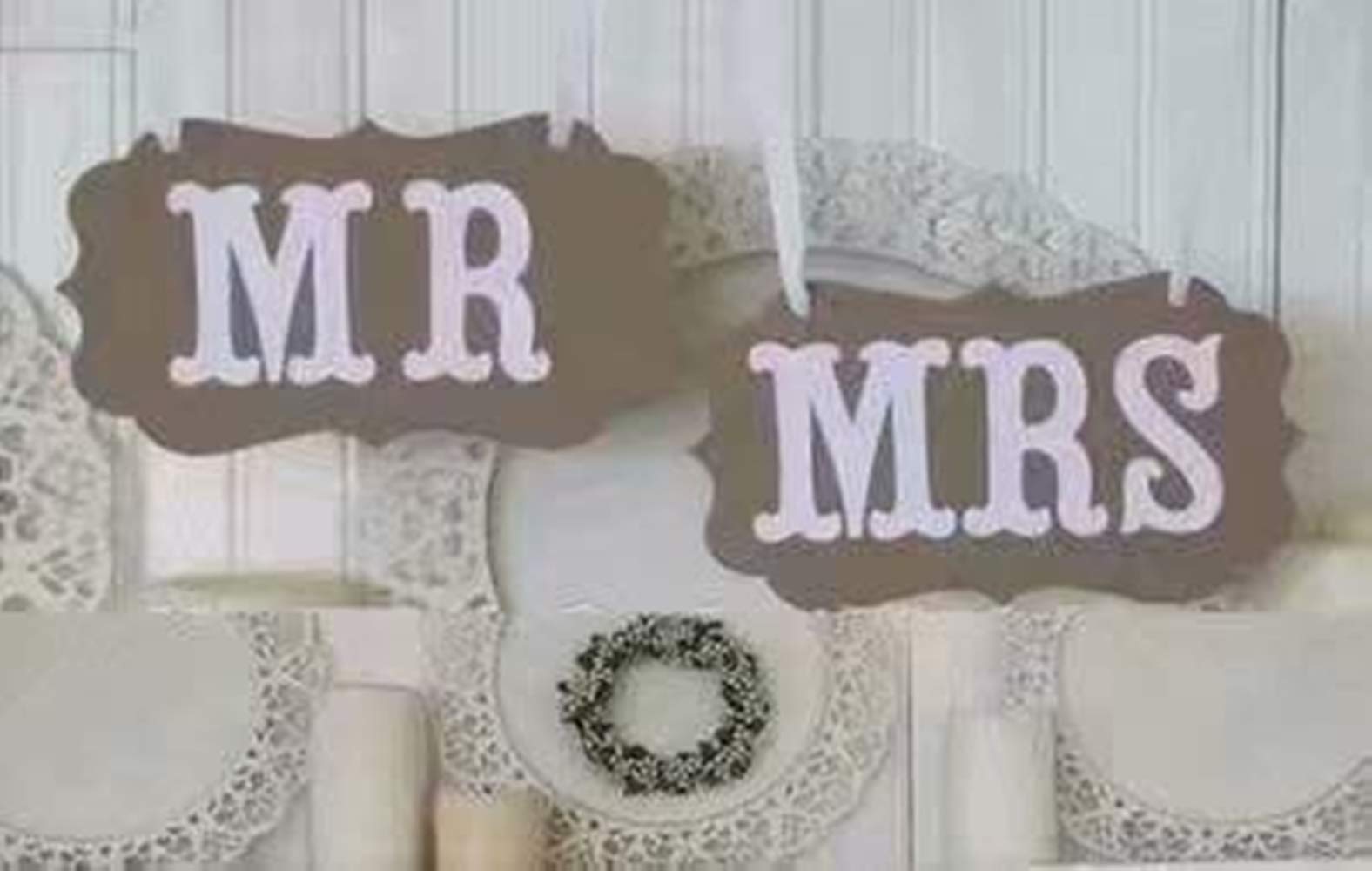Uteruik #B Mr Mrs Bunting Wedding Banners Signs Rustic Party, 1Pcs (#B)
