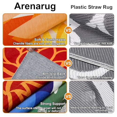 Image of Outdoor Area Rug Washable Multicolored Patio Rug Tropical Botanical Modern Floral Outdoor Carpet Non-Slip for Patio, Deck, Backyard, Porch (8x10)