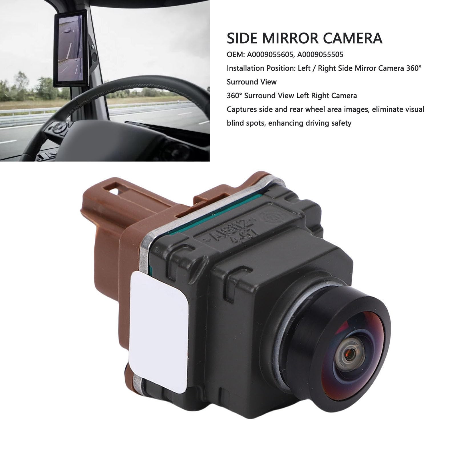 Aramox Caméra de Vue Surround, Caméra de Rétroviseur Gauche Droit 360 DegréS de Remplacement pour Classe C Classe E Classe S Classe CLS Classe GLC A0009055605