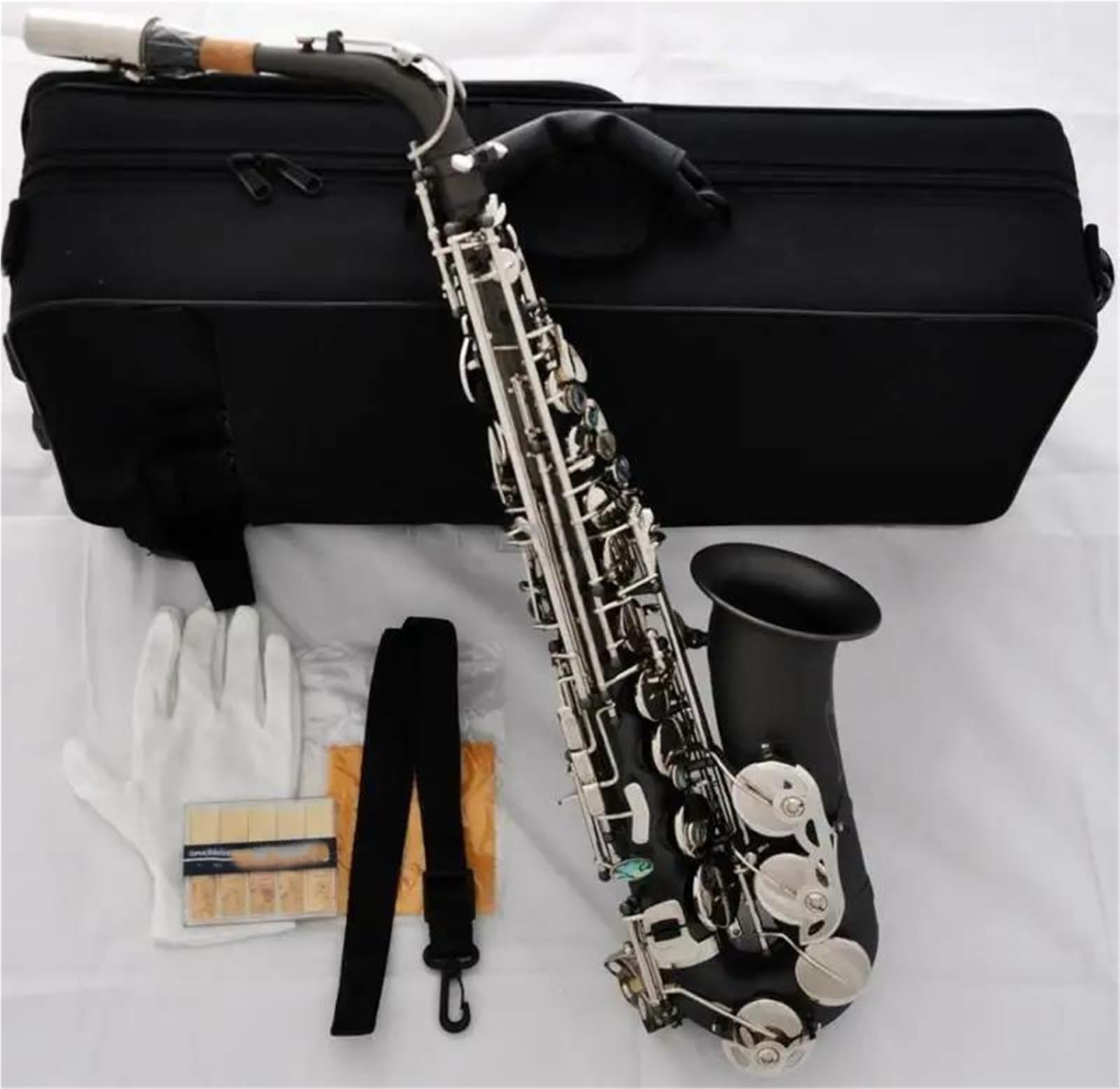 Czarny Niklowy Saksofon Altowy Eb Instrument Dęty Drewniany Z 10 Stroikami I Akcesoriami Saksofon