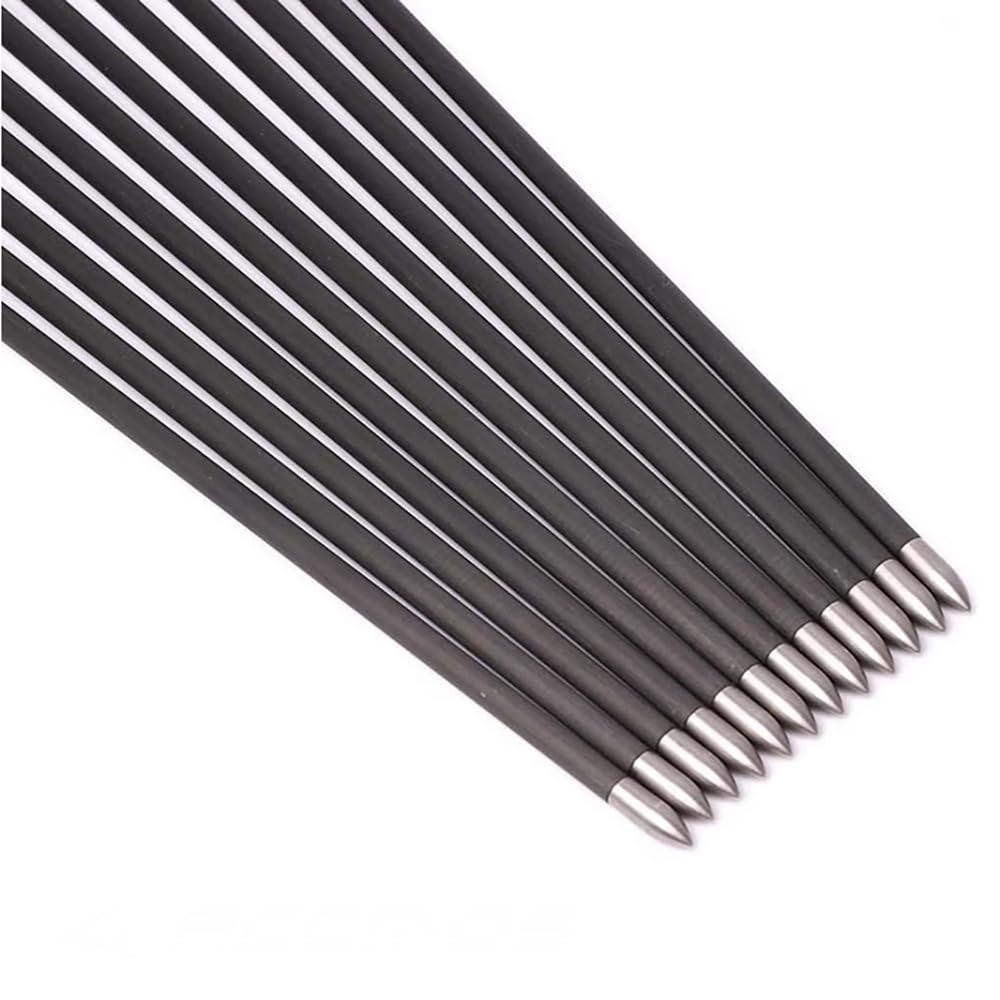12Stück Gelb Carbon Pfeile, ID 4,2mm Spine 400 500 600 700 800 900 1000, für Recurve Bogen Compound Bogen Jagd Bogenschießen Übung