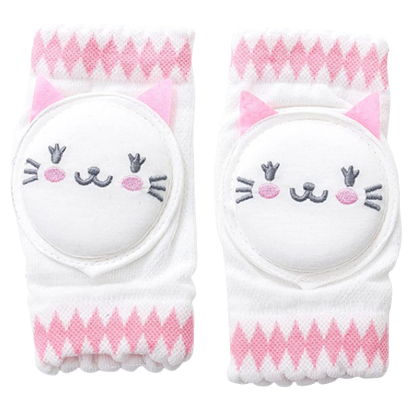 Ginocchiere per bambini, motivo gatto cartone animato, antiscivolo, in rete traspirante, per bambini da 0 a 4 anni (1 paio)