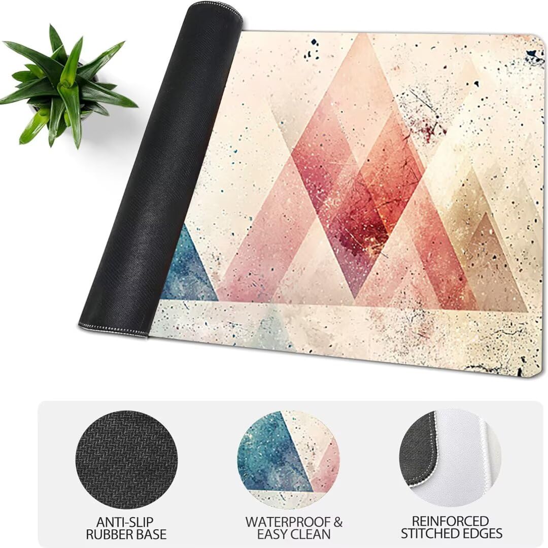 Podkładka pod mysz do gier XXL geometria retro, mata na biurko XXL - 1600 x 800 x 3 mm - pod ręką biurko, mysz dla graczy antypoślizgowa gumowa podkładka zszyte krawędzie, dla graczy, personel-42900