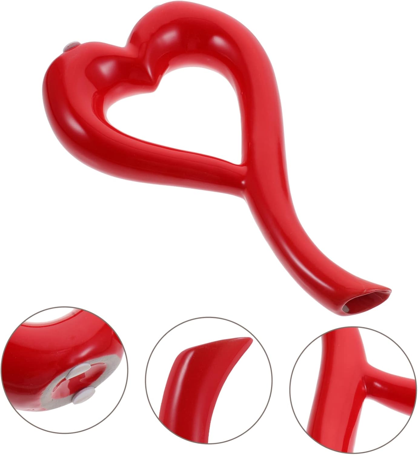 Red Creative Vases Home Decor Heart Shaped Ceramic Vase Desktop Receptacle Adornment Craft Art Vase Gift for Home Decor Living Room Receptacle Bedroom - Image 6