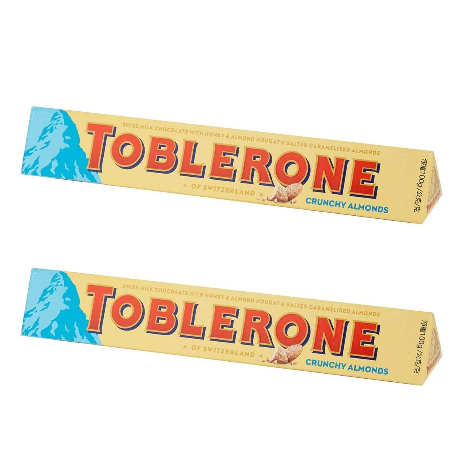 Toblerone Crunchy Almonds Swiss Milk Chocolate With Honey & Almond Nought, (Pack of 2) 100 grams Each (Imported) (B0CVQB98Z6) Amazon Price History, Amazon Price Tracker
