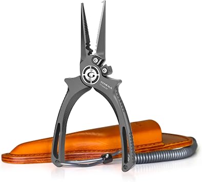 GOMEXUS Titanium Fishing Pliers 6.5 with Side Cutters, Never Rust Hook Remover, Saltwater Resistant Fishing Tools for Inshore, Nearshore, Jigging Fishing Split Ring Nose, 6.5 INCHES