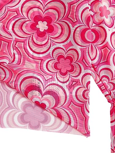 Verdusa Women's Bell Sleeve Crop Top Tie Front Long Sleeve Blouse Sheer Mesh Top3