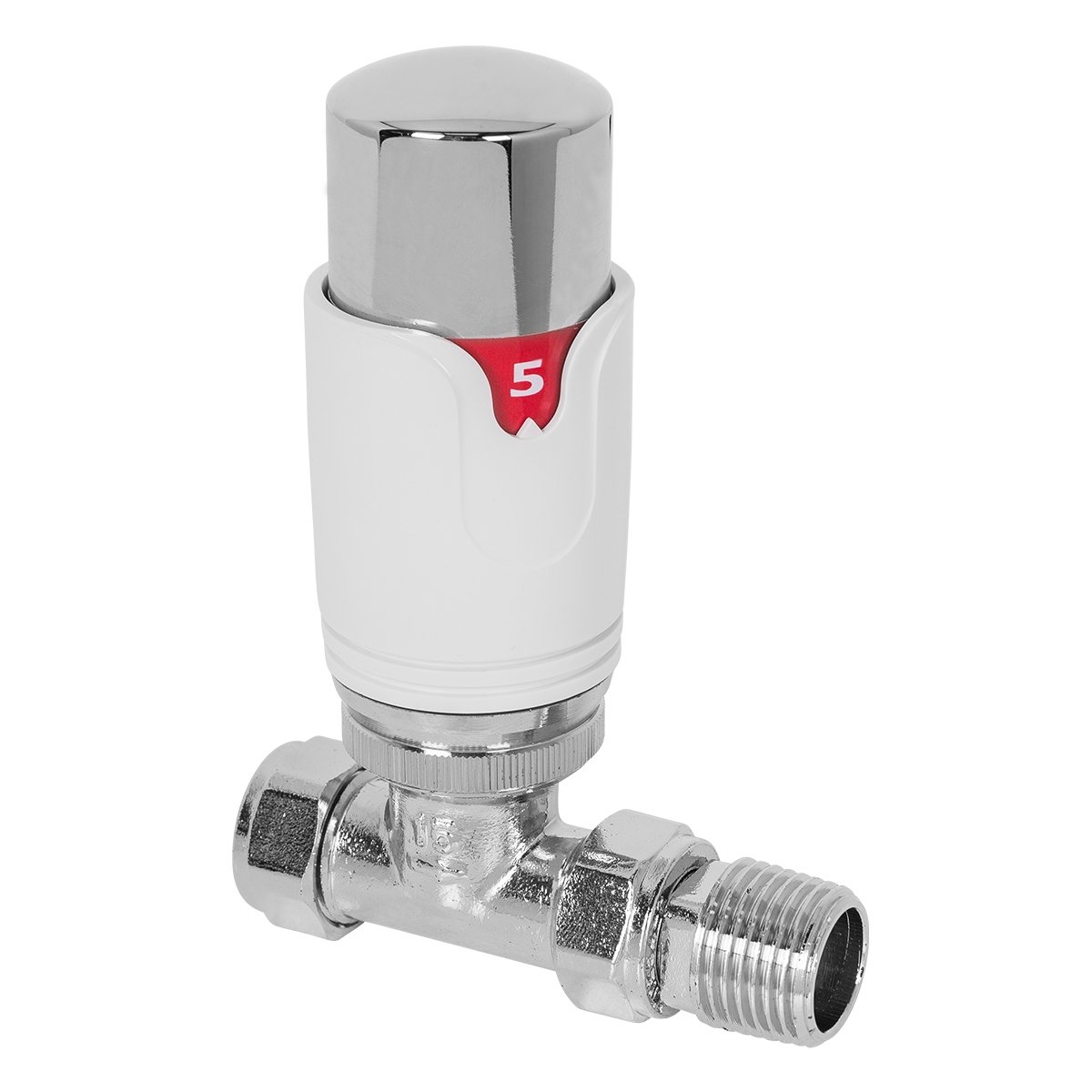 Warmehaus White Chrome 15Mm Straight Chrome/White Thermostatic Radiator Valve