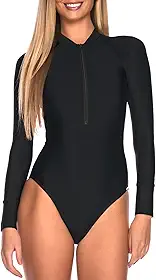 Maiô feminino de manga comprida Rash Guard com proteção UV para surfe