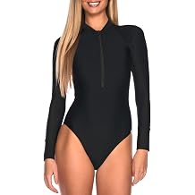 RELLECIGA Womens Long Sleeve One Piece Swimsuits Rash Guard Modest Full Coverage Bathing Suit