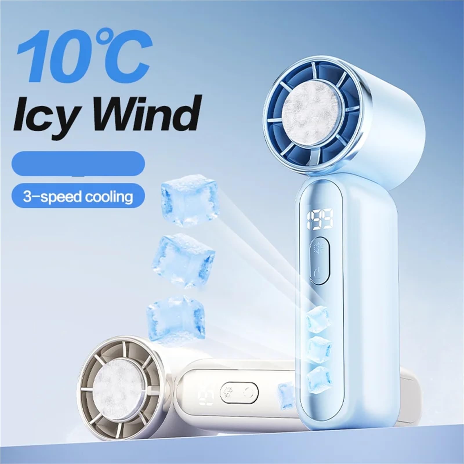 Ventilatore portatile portatile con raffreddamento a semiconduttore ICE Mini dispositivo di raffreddamento personale ricaricabile Turbo a 360°(Blue)