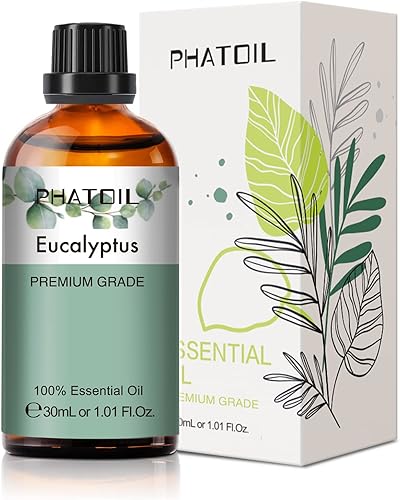PHATOIL Aceite esencial de eucalipto, 1 onza líquida, aceites esenciales puros de eucalipto para difusor, humidificador, aromaterapia, perfecto para