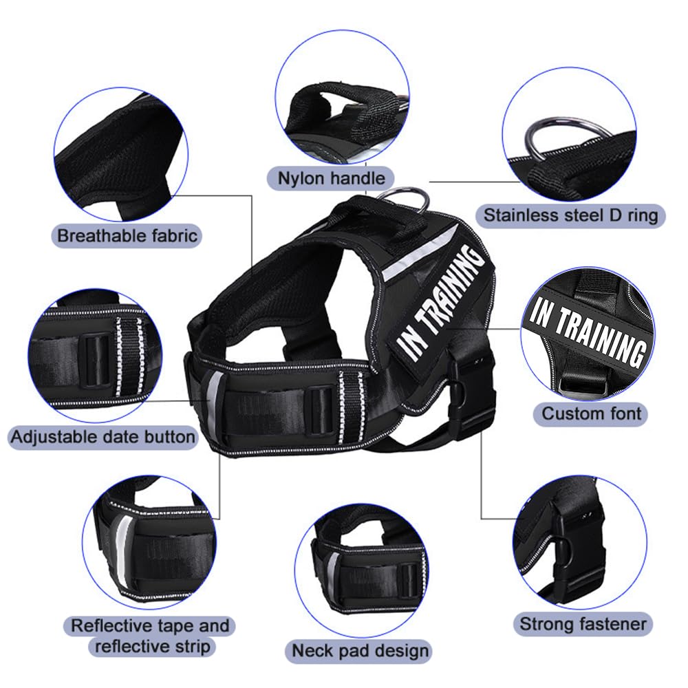 FDEETY Adjustable Anti-Escape Dog Harness Reflective at Night with Front Buckle Harness for Dogs Easy to Wear Harness Size Small Medium Large for Walking Running Training - Image 4