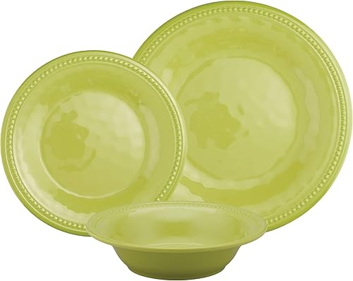 Miniatura 2 de UP ware - Juego de vajilla de melamina con cuentas de 12 piezas, juego de platos para exteriores, juegos de platos y cuencos, servicio para 4, color