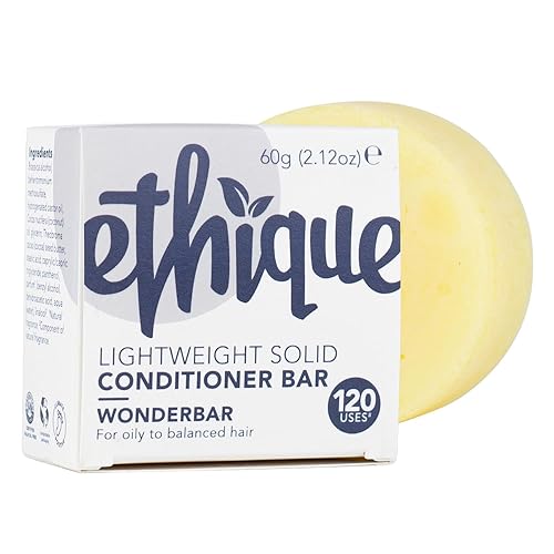 Ethique Wonderbar - Barra acondicionadora ligera y sólida para cabello graso a equilibrado, sin sulfatos, sin plástico, vegana, libre de crueldad,
