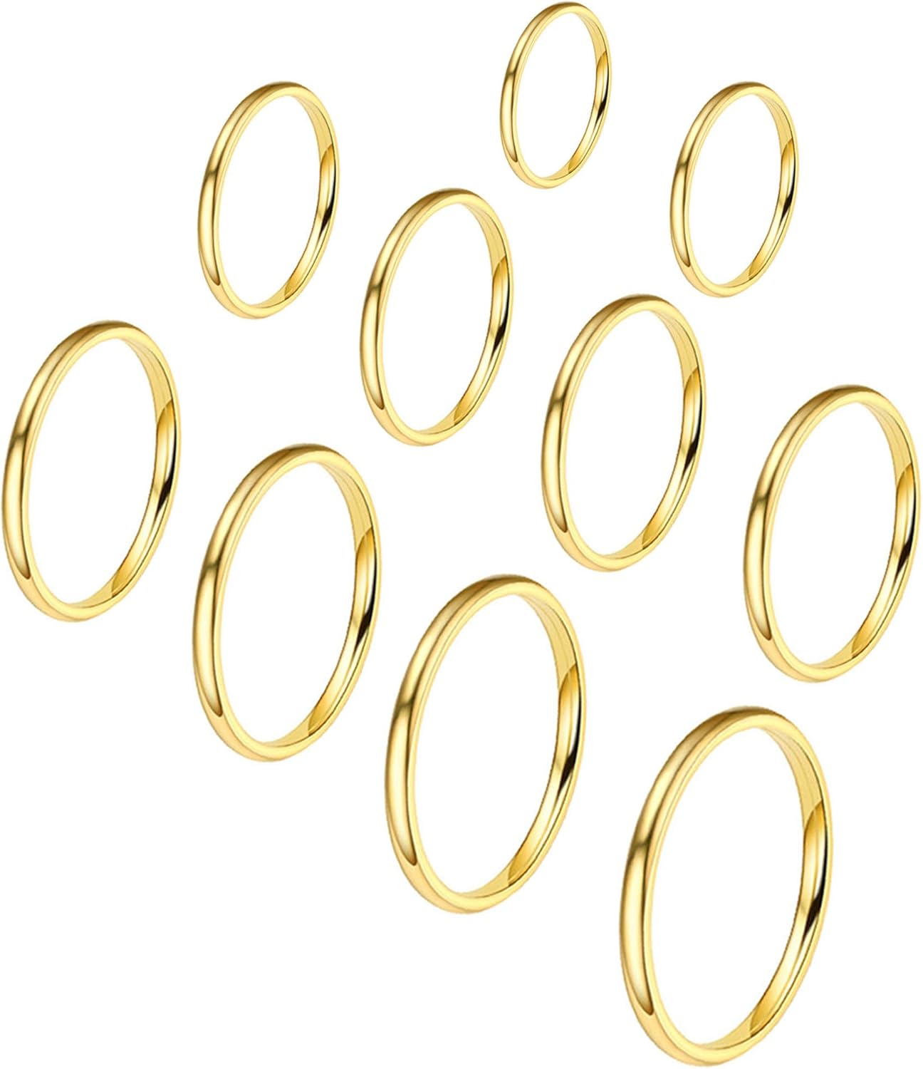 Set 12 Anelli Impilabili Acciaio Inox Donna - Argento E Oro, Midi Band Sottili Per Nocche, Regalo Elegante - Foto 5