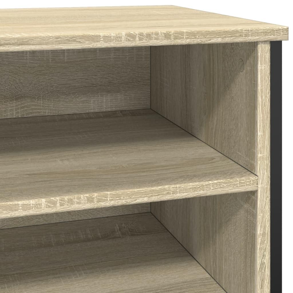 Regał na buty dąb Sonoma 80 x 38 x 78 cm, materiał drewnopochodny z metalowymi nogami i praktyczną górną płytą zapewnia dużo miejsca do przechowywania i stabilne przechowywanie