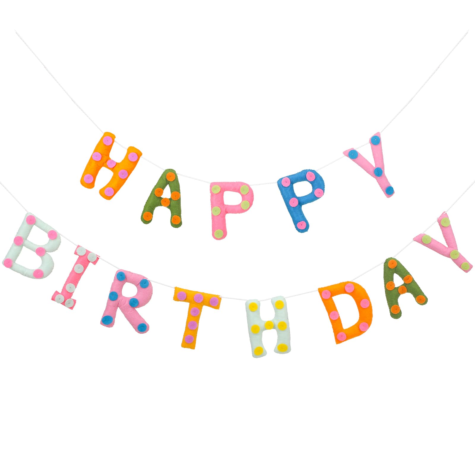 Photo 1 of Mindsoft Felt Happy Birthday Garland Rainbow Banner Reusable Happy Birthday Sign Party Supply for Party Decor(Colorful Color,Spot)