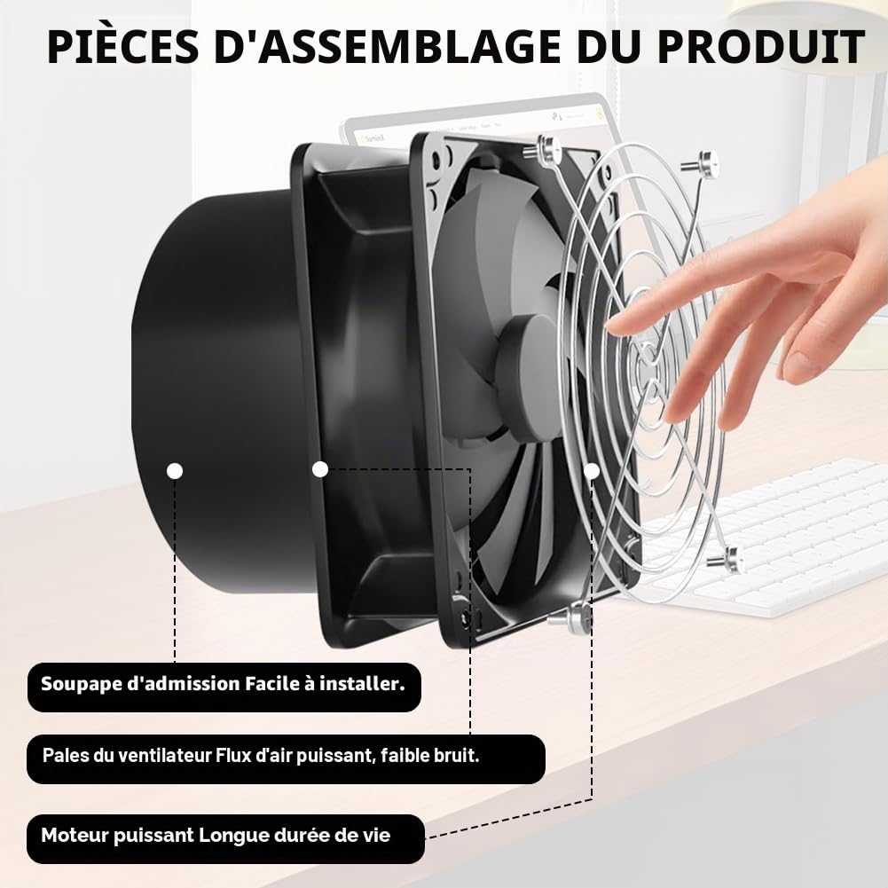Extracteur d'Dair 100mm de gaine en ligne, Extracteur Air Chaud DC 12V avec variateur de vitesse, Ventilation Extracteur Dair pour cuisine, serre, salle de bain, circulation de l'air, PC