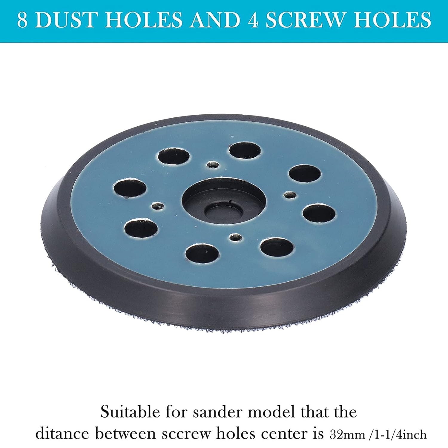 2PCS 8 Hole 5inch Sander Hook and Loop Replacement Pad, Orbital Sander Pads, for DeWalt DW420, DW421, Dw423, DW426, D26451, D26453 Orbital Sander with 4 Screws