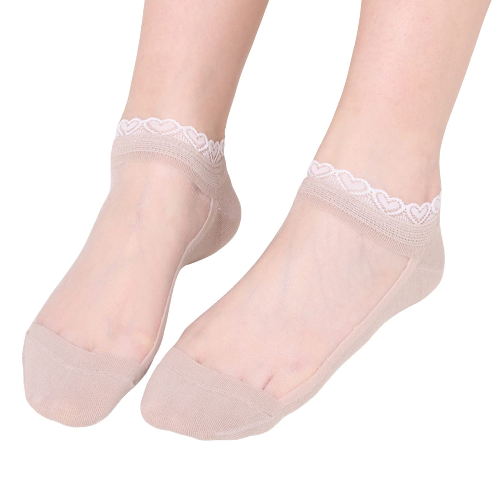 Chaussettes Courtes Femme Cocila En Dentelle - Coton Respirant, Tailles 35-42, Sans élastique (lot De 1 Paire)