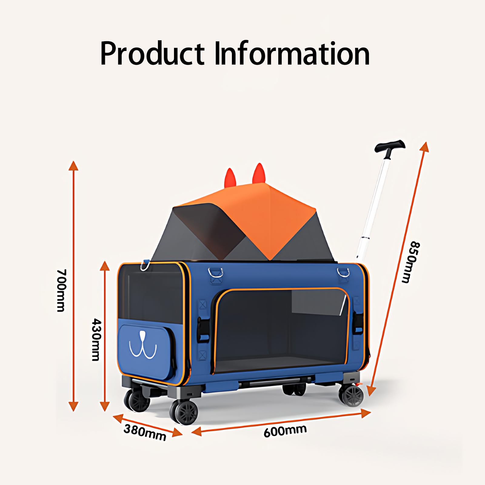 TransportíN Grande para Perros/Mascotas, TransportíN con Ruedas De Alta Capacidad para Gatos, DiseñO Expandible, con Ruedas Y Alfombrilla, Apto para Dos Gatos.-Gray