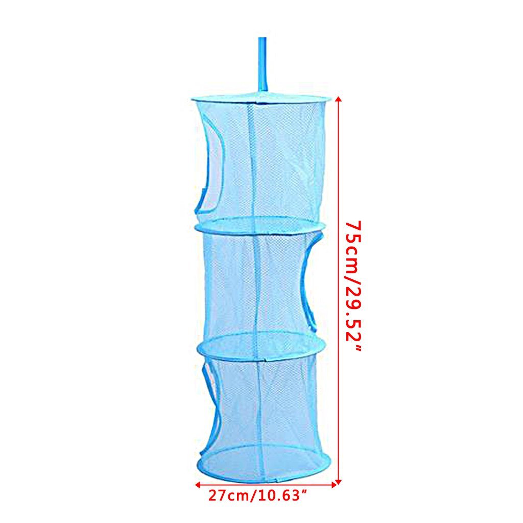 Uminilife Opknoping Opslag Net 3 Tiers Draagbare Opvouwbare Mesh Bag Slaapkamer Wanddeur Sluiting Kids Speelgoed Organizer Laundaire Mand Opknoping