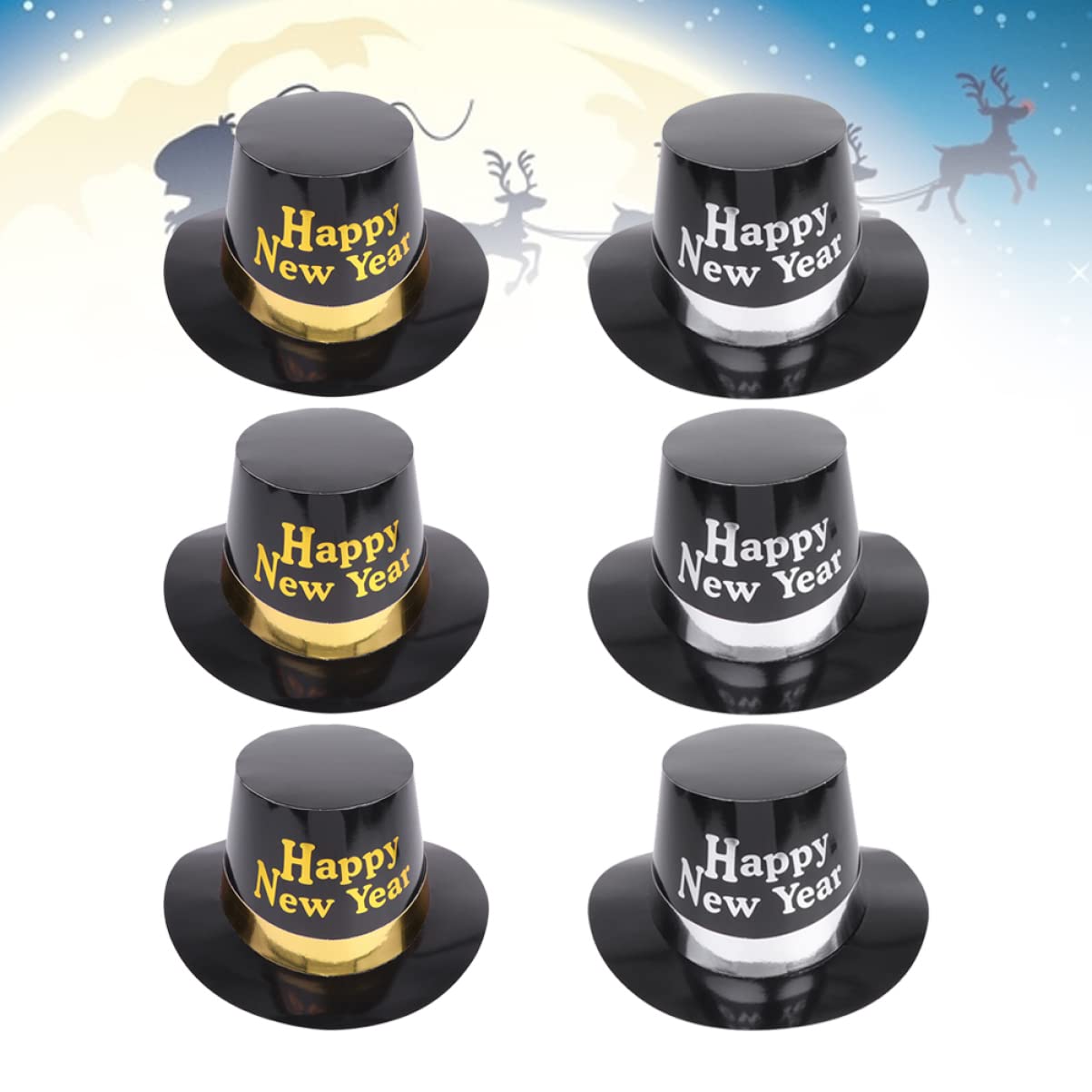 KOMBIUDA 2 Sets Silvester-zylinderhut Aus Papier Partygeschenke Stilvoller Kopfschmuck Für Silvesterfeiern Partyhüte 6 Stück X 2