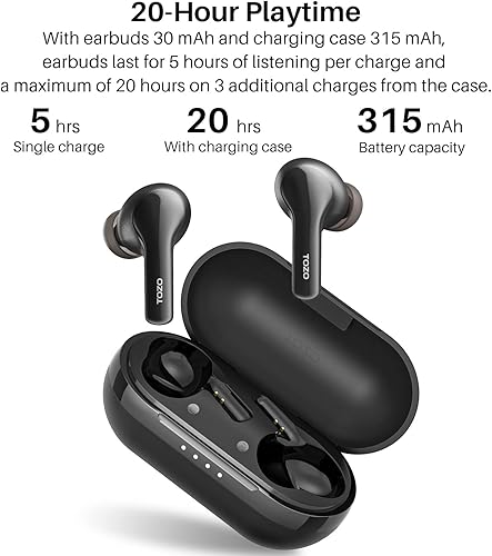 Miniatura 5 de TOZO Mini auriculares inalámbricos A2 Bluetooth 5.3 in Ear Auriculares ligeros Micrófono incorporado Negro A1 Auriculares inalámbricos Bluetooth 5.3
