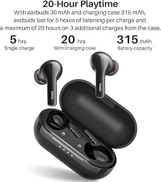 TOZO A2 Mini Wireless Earbuds, Ultra Lightweight Bluetooth 5.3 Headphones | Comfortable Fit Ear buds, Clear Calls with Built-in Mic, Immersive Premium Sound, 20H Playtime, in Ear Headset, Black