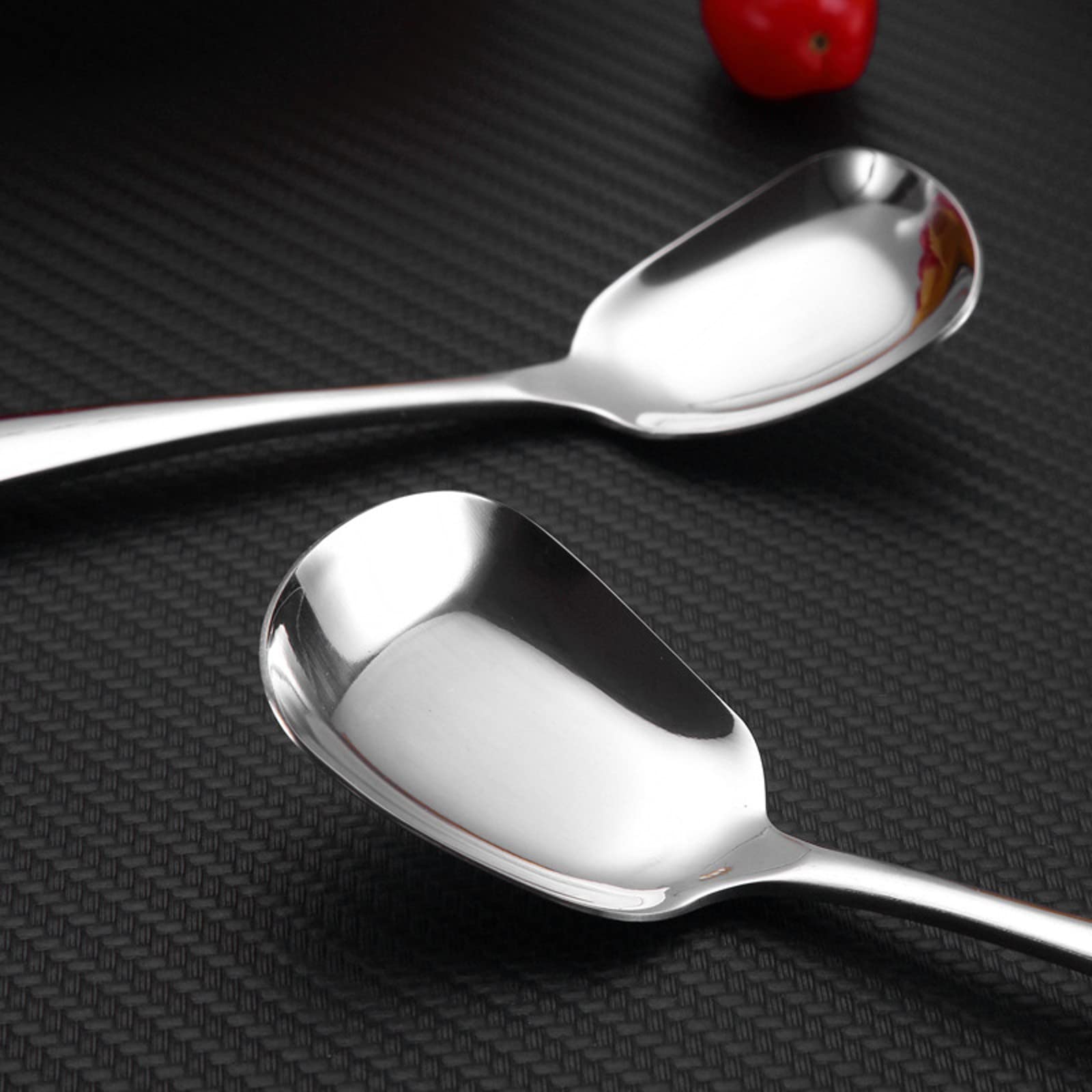 Mockery Stainless Steel Square Flat Spoon Coffee Spoon Dessert Spoon Ice Cream Shovel Retro Cute Square Head Spoon Kitchen Gadget Tableware Square Long Spoon Iced Tea Spoon (Pack of 4, Big) 4