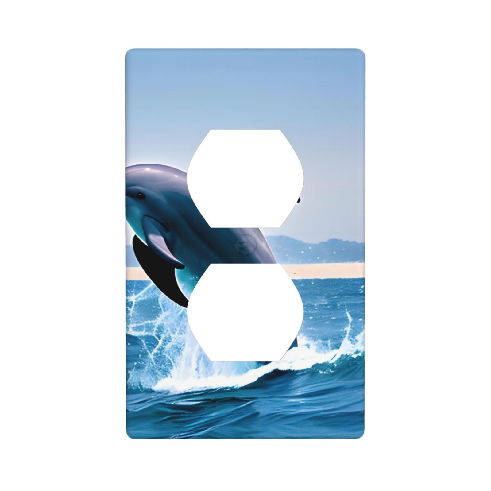 Jumping up Dolphins Decorative Switch Plate Cover-Unbreakable Polycarbonate Wall Plate for Home Office, 1 Gang with Screws