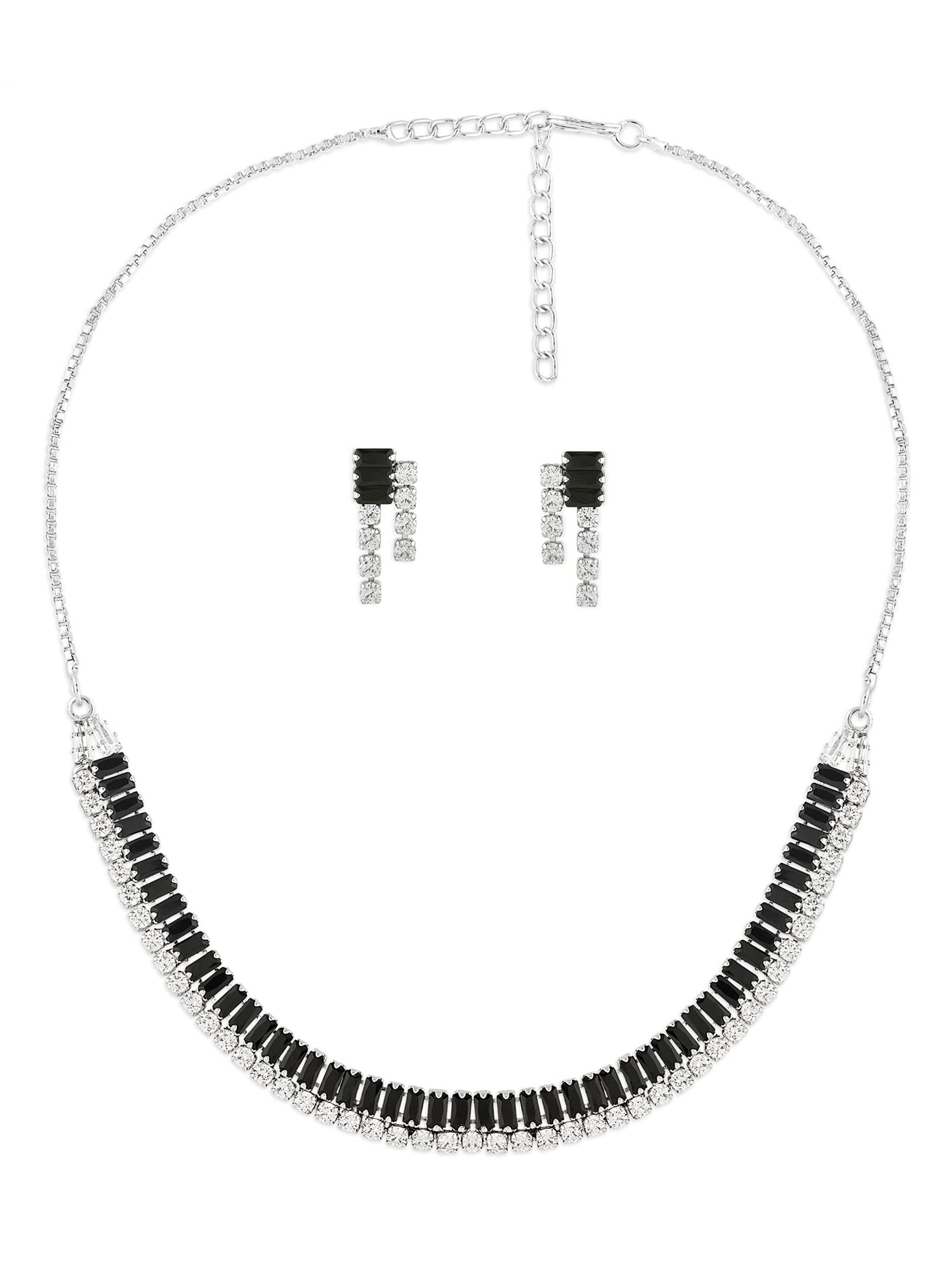 See full amazon price history chart for ZAVERI PEARLS Black Baguette Diamonds & Cubic Zirconia Sleek Necklace Earring Set For Women-ZPFK15928 ZAVERI PEARLS Black Baguette Diamonds & Cubic Zirconia Sleek Necklace Earring Set For Women-ZPFK15928 (B0C4TRRK8V) Amazon Price History, Amazon Price Tracker