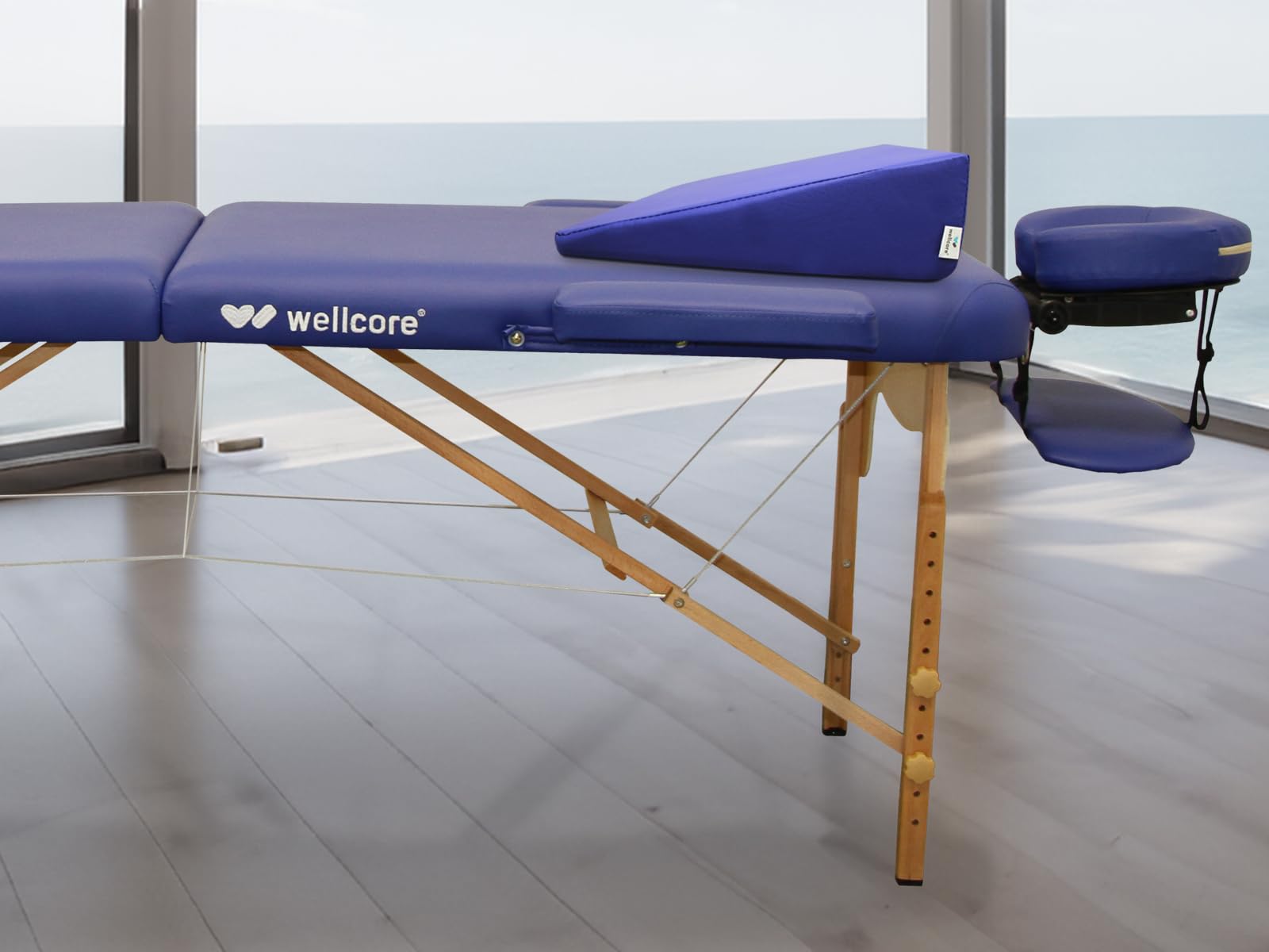 QUIRUMED WELLCORE Cuscino cuneo per massaggio, 40 x 55 x 13 cm, in ecopelle, sfoderabile, imbottitura in schiuma, per yoga, fitness, ergonomico, nero