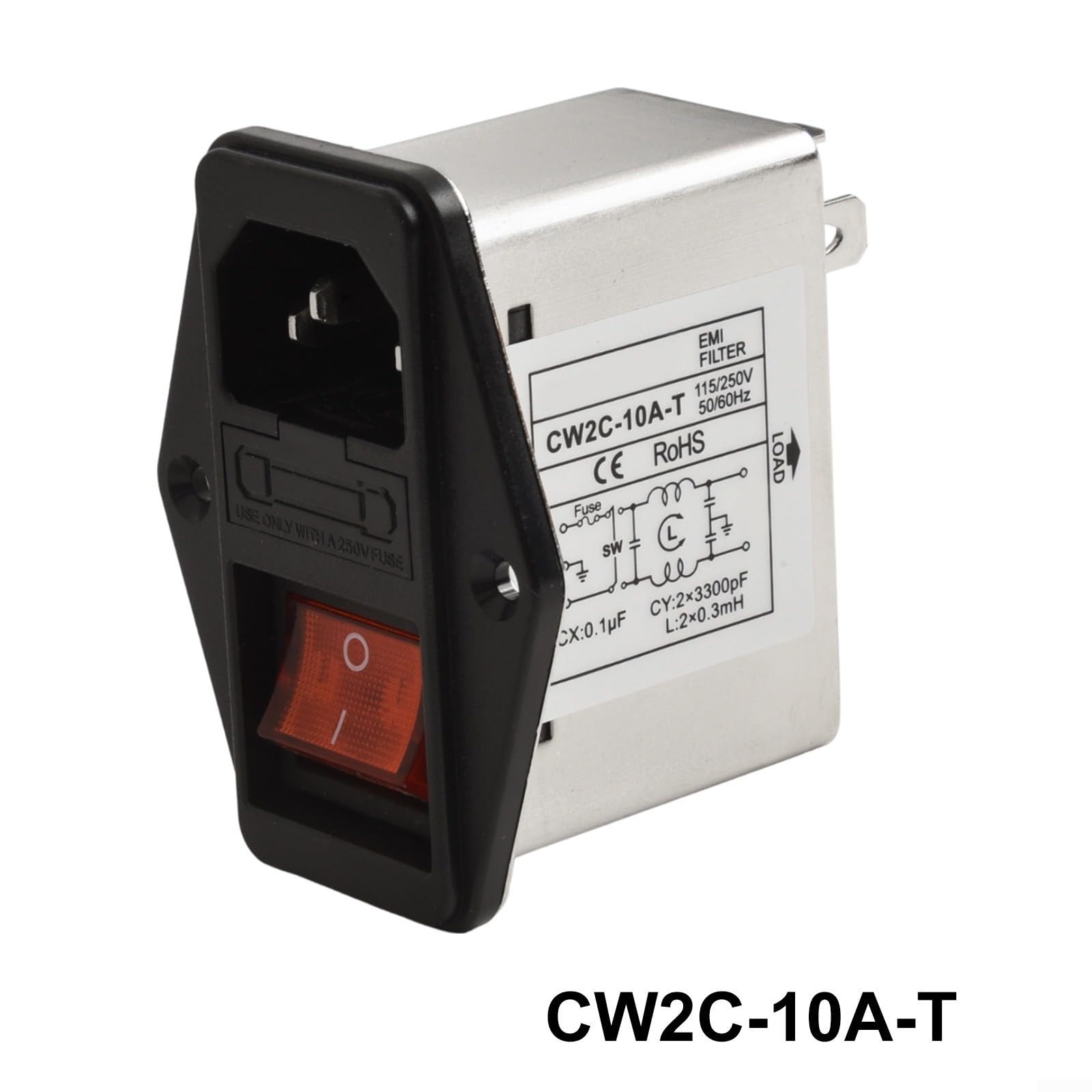 Filtro di rete EMI CW2C-10A-T presa IEC 3A/6A/10A alloggiamento metallo interruttore sicurezza illuminazione industriale