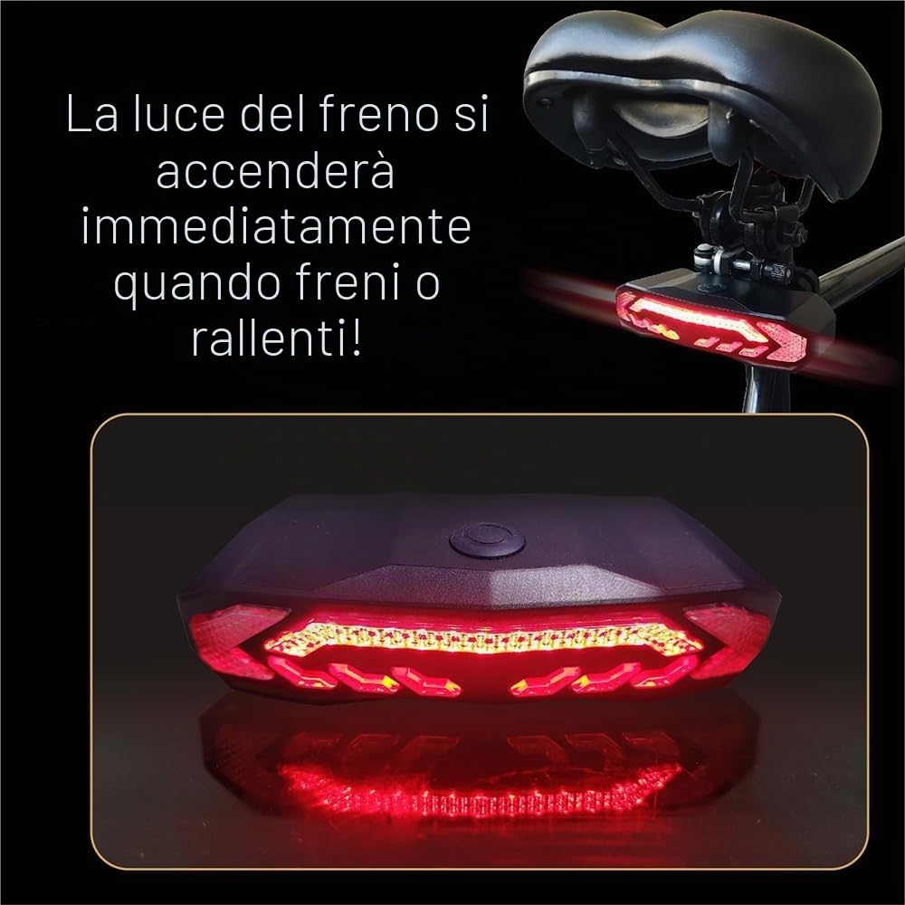 TKMARS Luce Posteriore Bici LED con Campanello Telecomando Fanale Posteriore Impermeabile Con 5 Luci Super Luminoso USB Ricarica per Bici Da Strada E Mountain Bike