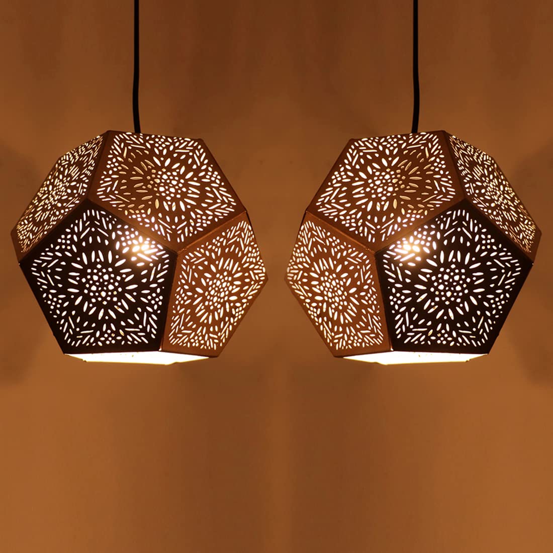 ExclusiveLane Iron Pendant Lights for Ceiling Hanging Lights Pendant Lamp | Moroccan Geometry Hand-Etched Wall Ceiling Lamp Hanging Lamp for Home Decoration (Set of 2, 7 Inch, Without Bulb) (B0BZ12RVBJ) Amazon Price History, Amazon Price Tracker