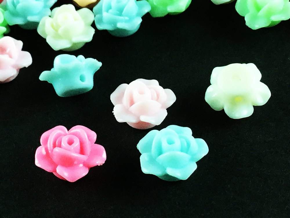 Amazon.co.jp: ノーブランド品 カボション 花 薔薇 50個 13mm 穴有り 