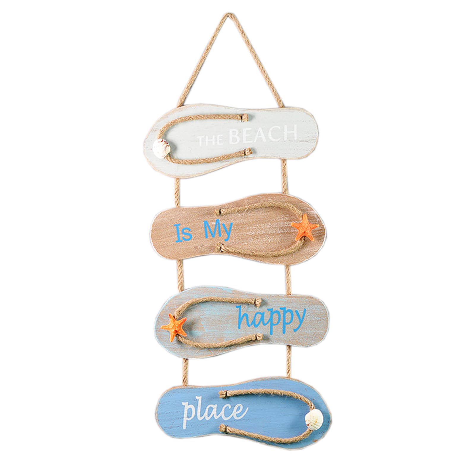 Targa Decorativa Porta In Legno Con Infradito - Stile Spiaggia Per Bar, Casa O Ristorante 53x22cm