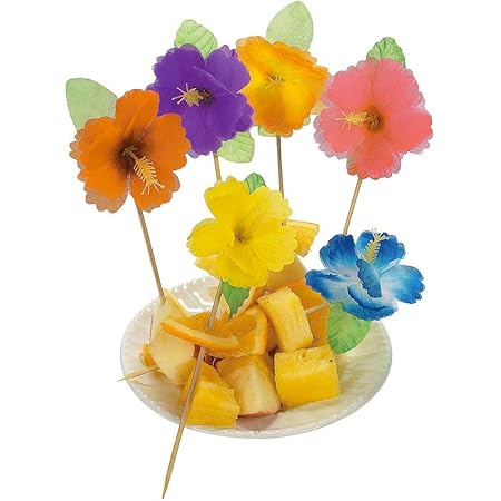 Amazon カクテルピック ハイビスカス ピック トロピカル ドリンク 飾り 楊枝 花 144本 飲み物 デザート おしゃれ 華やか 並行輸入品 カクテルピック オードブルピン オンライン通販
