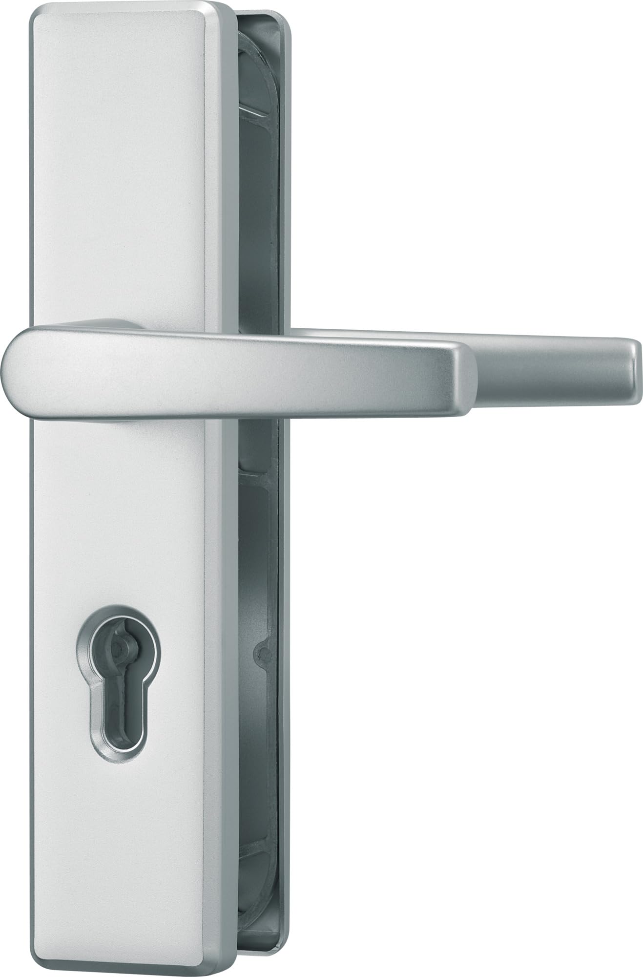 ABUS Türbeschlag KLS114 - für Innentüren und Wohnungstüren - beidseitiger Türgriff - für nach links und rechts öffnende Türen - VdS anerkannt - F1 (Aluminium Natur)