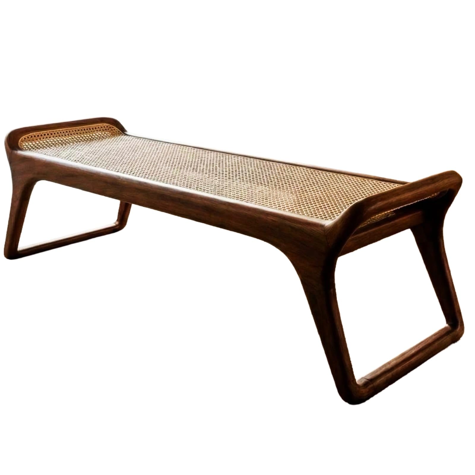 Wooden Cane Bench | Design Inspired by Gauri Khan | Cane Bench | Solid Teakwood Wood & Handwoven Cane Seating Bench for Entryway, Living Room, Bedroom & Hallway-image-14