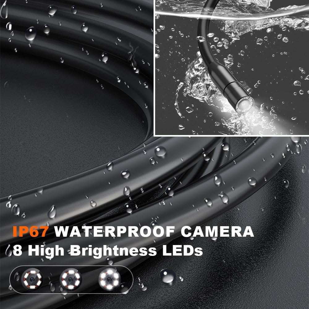 Caméra Endoscopique 4,3 Pouces 1080P 5M - Endoscope Industriel Étanche IP67 Avec 8 LED Pour Inspection Tuyaux