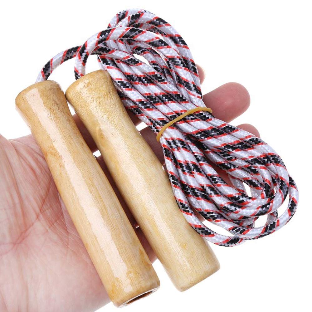 Springseil mit Holzgriff, 2 m, für Kinder, Fitnessgerät, zum Üben von Geschwindigkeiten