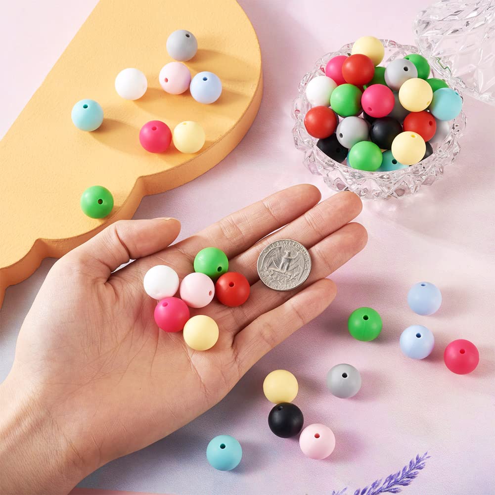 Cheriswelry 100Pcs Silicone Loose Beads 15mm Round Silicone Beads in 10 Colors for Bracelets Necklaces Jewelry Making DIY Crafts - Image 4