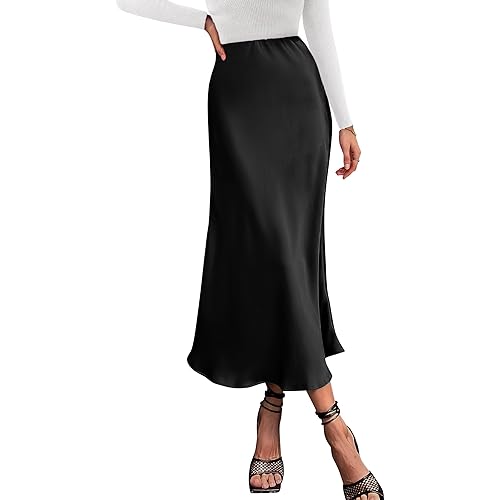 BTFBM 2024 Women Long Satin Summer Fall Skirt Silk Elegant High Waist Cocktail Party Wedding Flared A-Line Midi Skirts