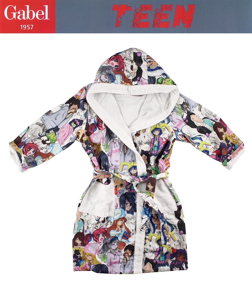Gabel - Albornoz Infantil con Capucha, Manga Multicolor, Talla 4 (años 9-10, 131-140 cm)